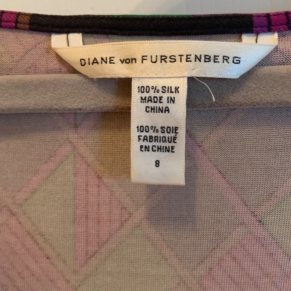 Diane Von Fursternberg Geometric Silk Jersey Dress Size 8 - Picture 4 of 4